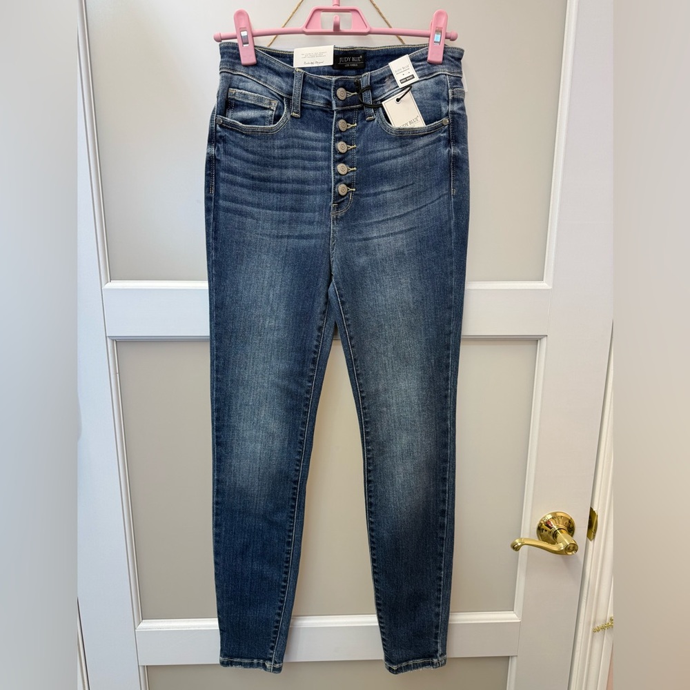 Judy Blue High Rise Denim Skinny 5 Button Jeans - Picture 3 of 10